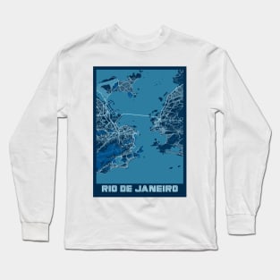 Rio De Janeiro - Brazil Peace City Map Long Sleeve T-Shirt